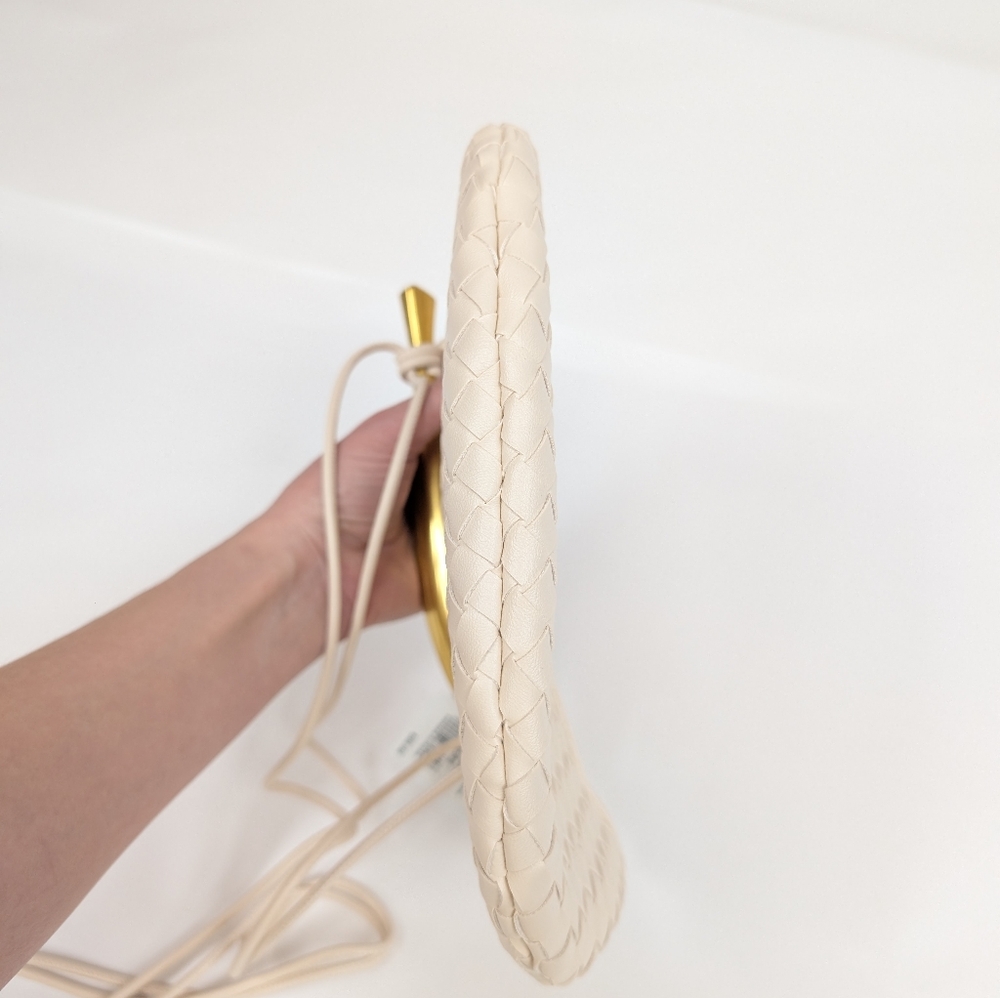 NWT Hobo Mini Sardine Shoulder Bag Ivory Woven Golden Handle - Picture 4 of 9